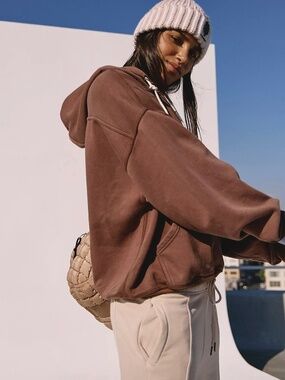 Free People Final Call Hoodie Brown Hoodie Sweatshirt sz small